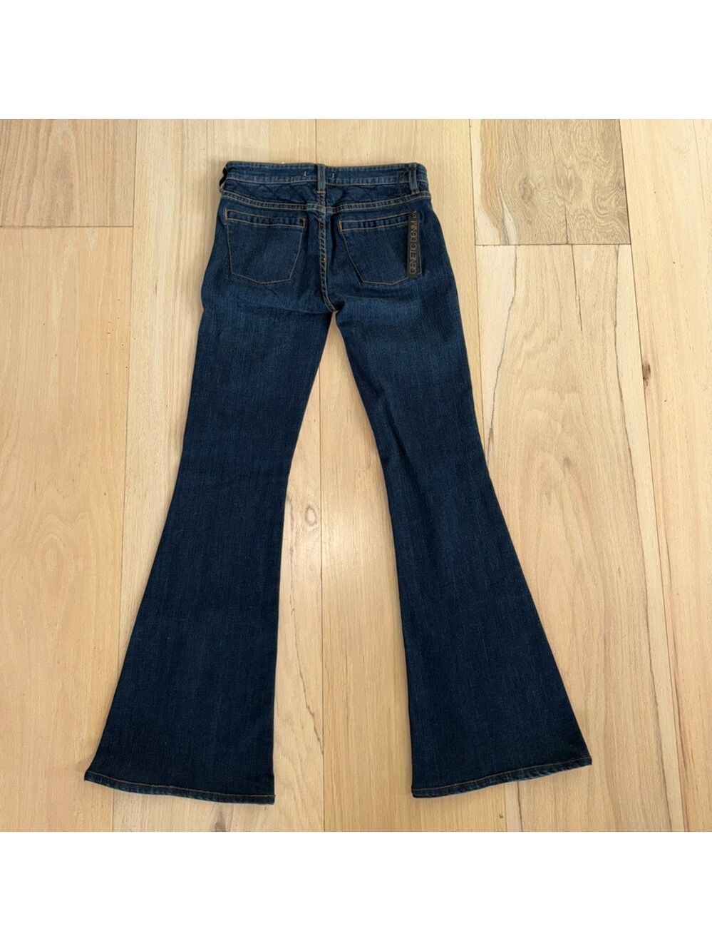 Genetic Denim The Adriane Mid-Rise Quilted Bell Jeans Dark Seafoam Size 24 NWT - Picture 3 of 10